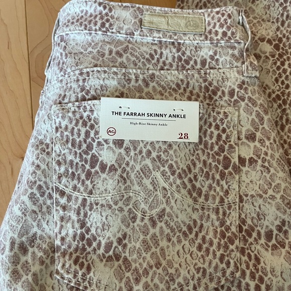 AG Jeans The Farrah Snake Print Skinny Jeans Pink Cream size 28 - Picture 14 of 14